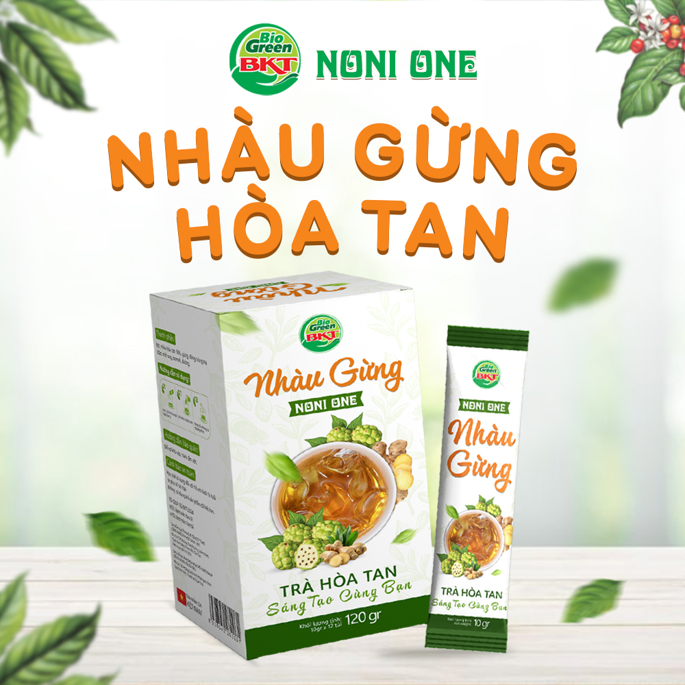 Tiêu hóa, giảm cân, lợi ích trà nhàu gừng, công dụng trà nhàu gừng, noni one, bkt green, trà hóa tan nhàu gừng 