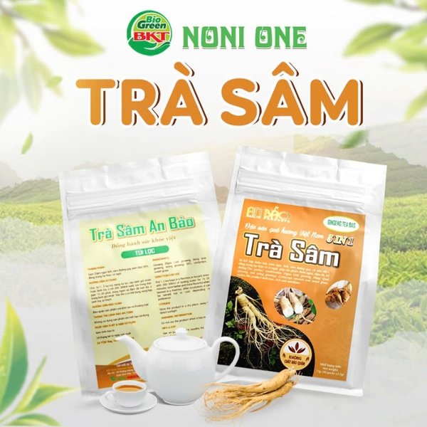 Công dụng trà sâm, tim mạch, ung thư, trà nhân sâm, noni one, bkt green
